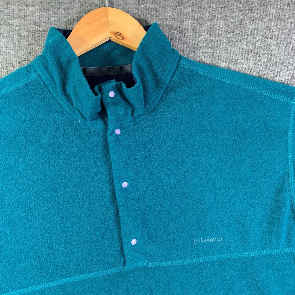 Vintage Patagonia Fleece Sweater Men Extra Large Blue 90's Pullover Snap - Picture 2 of 11
